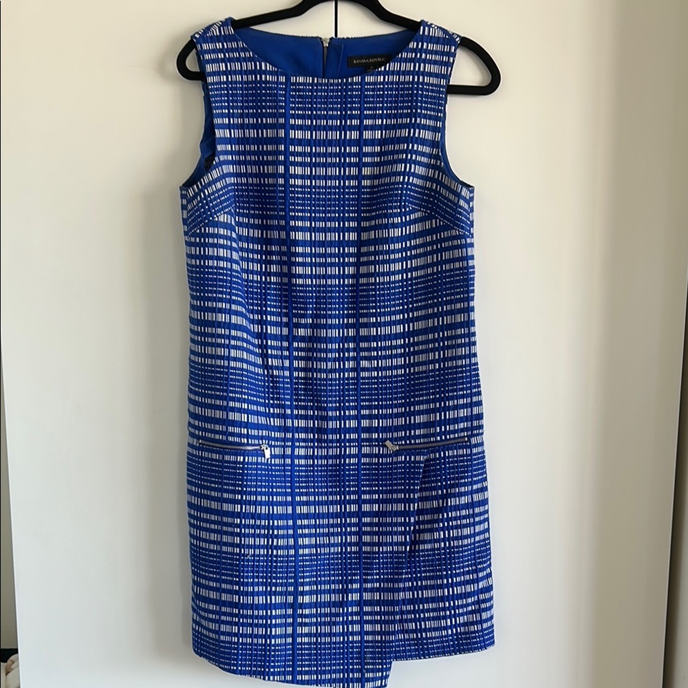 Blue and White Sleeveless Dress